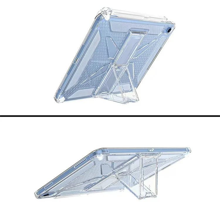For iPad (2025)  /  10.9 (2022) Clear Case Kickstand Shockproof TPU + PC Tablet Cover with Pen Slot