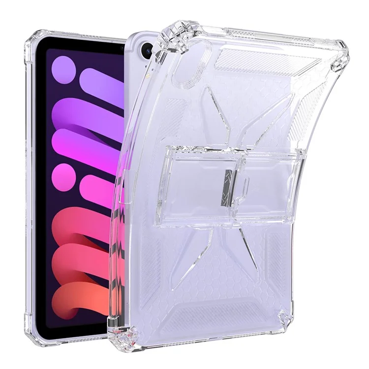 Capa para iPad mini (2024) / (2021) Transparente com Suporte, Resistente a Impactos, TPU + PC, com Compartimento para Caneta