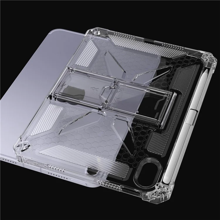 Capa para iPad mini (2024) / (2021) Transparente com Suporte, Resistente a Impactos, TPU + PC, com Compartimento para Caneta
