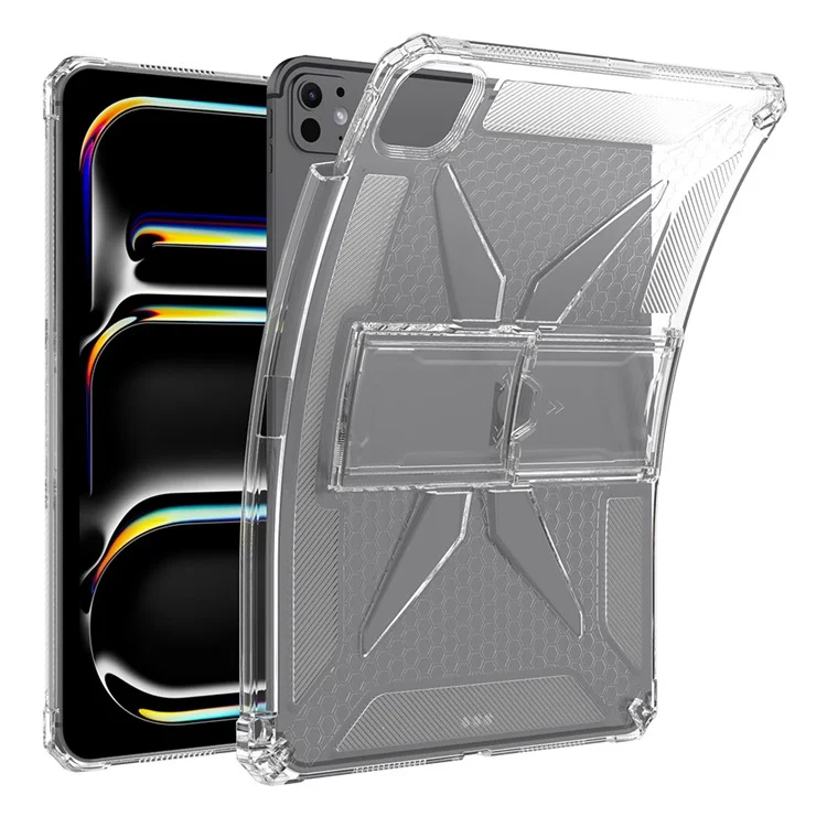 Étui transparent pour iPad Pro 11 (2024) avec support, antichoc TPU + PC, avec emplacement pour stylo