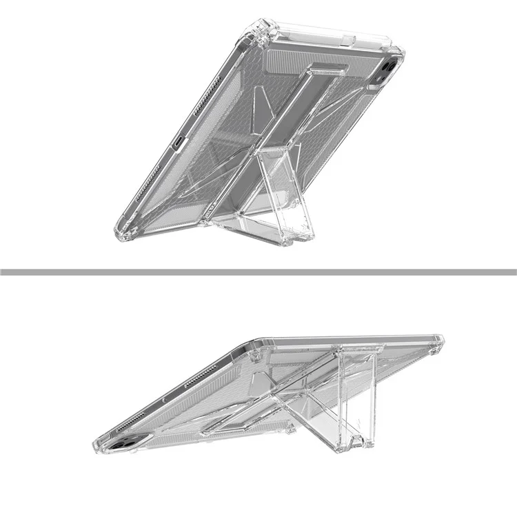Étui transparent pour iPad Pro 11 (2024) avec support, antichoc TPU + PC, avec emplacement pour stylo