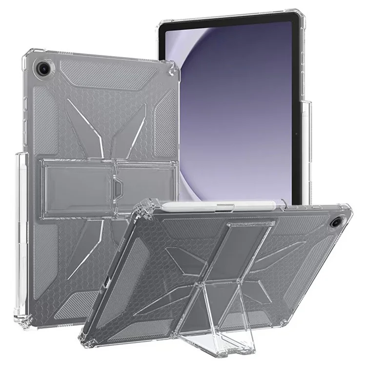 Per Samsung Galaxy Tab A8 10.5 (2022) / (2021) Cover Trasparente con Supporto Antiurto TPU + PC per Tablet con Alloggiamento per Penna