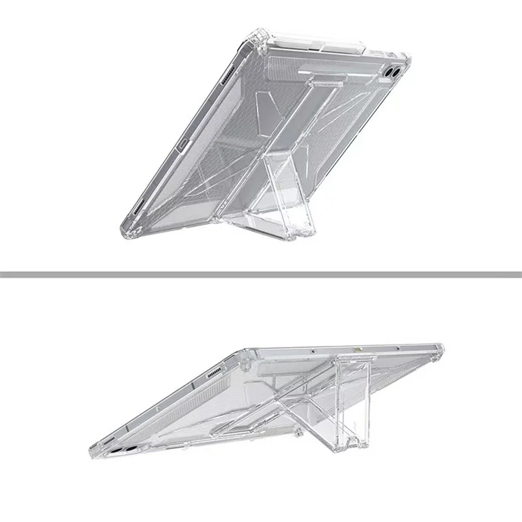 For Samsung Galaxy Tab S8  /  S7 Clear Case Kickstand Shockproof TPU + PC Tablet Cover with Pen Slot