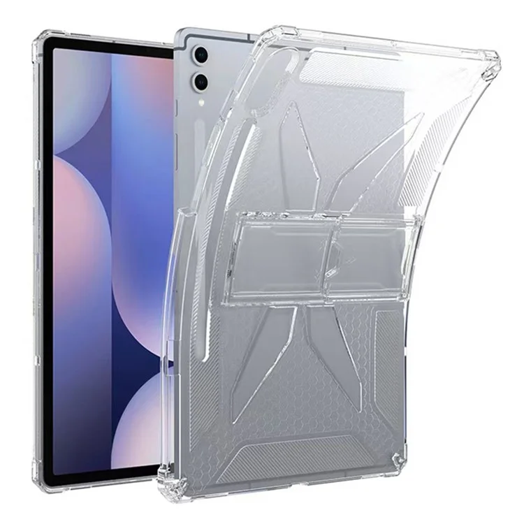 Étui de protection transparent pour Samsung Galaxy Tab S10+ / S9+ avec support, antichoc TPU + PC, logement pour stylet