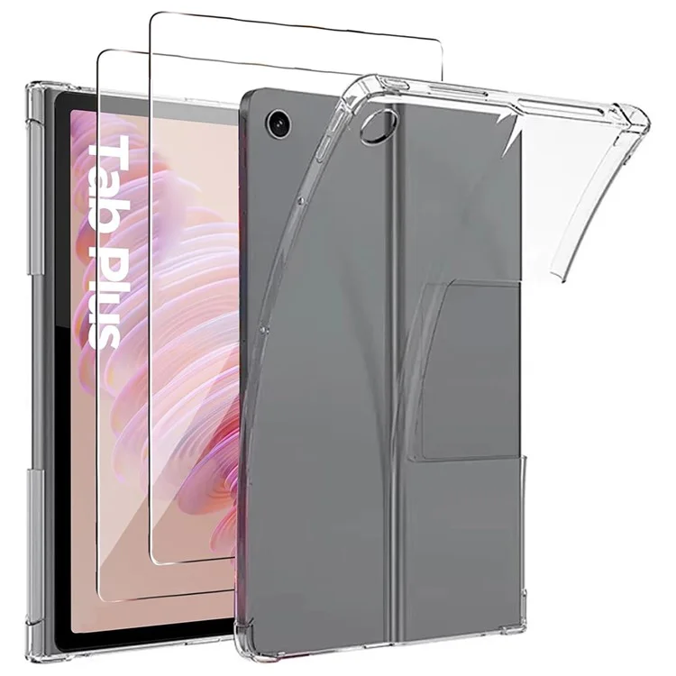 Cover trasparente in TPU per Lenovo Tab Plus + 2 Pellicole Protettive in Vetro Temperato