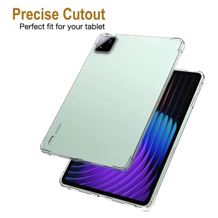 For Xiaomi Pad 7 Pro  /  Pad 7 Case Clear TPU Tablet Cover + 2Pcs Tempered Glass Screen Film