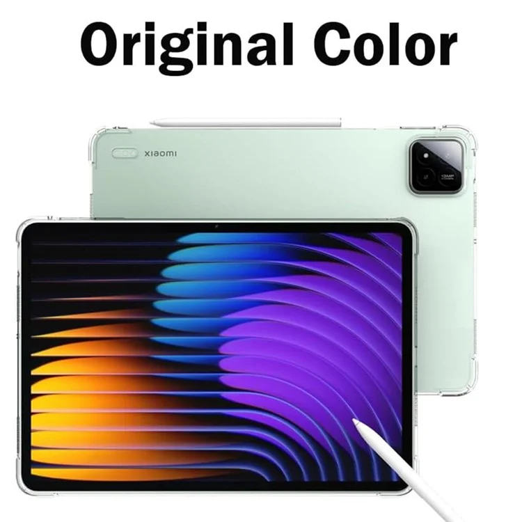 For Xiaomi Pad 7 Pro  /  Pad 7 Case Clear TPU Tablet Cover + 2Pcs Tempered Glass Screen Film