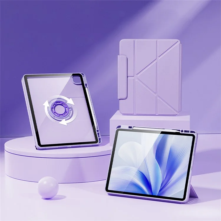 Capa para iPad Pro 11 (2022) / (2021) / (2020) / (2018), Suporte Dobrável com Capa Magnética Destacável e Ativação/Desativação Automática - Roxa