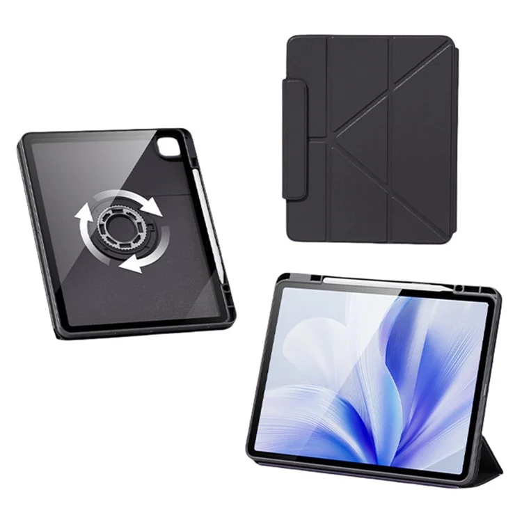 For iPad Pro 13 (2024) Case Folding Stand Magnetic Detachable Tablet Cover with Auto Sleep Wake - Black