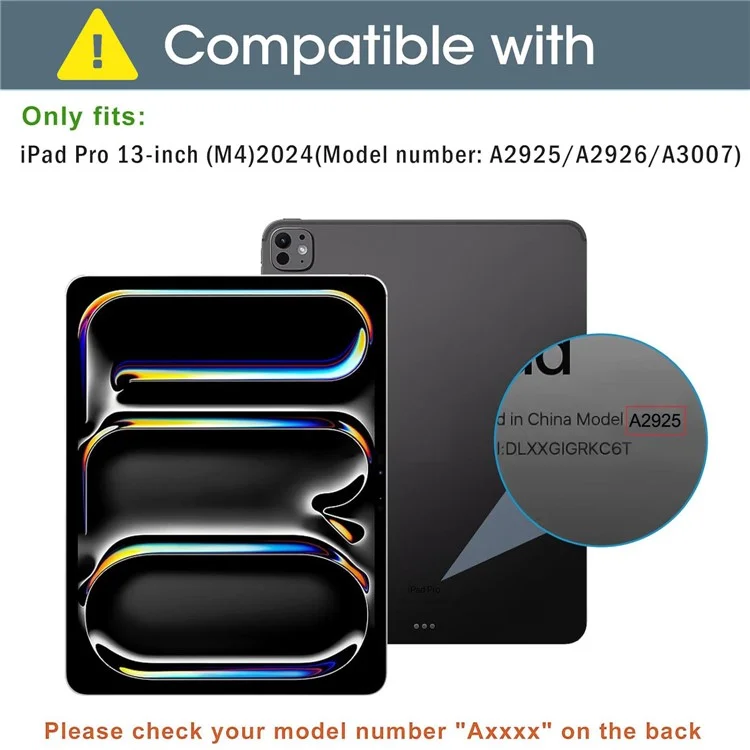 For iPad Pro 13 (2024) Case Folding Stand Magnetic Detachable Tablet Cover with Auto Sleep Wake - Black