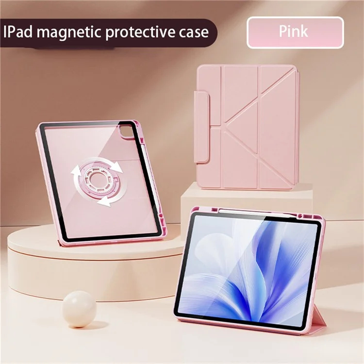 Funda para Tablet iPad Air 13 (2025) / (2024) / iPad Pro 12.9 (2022) / (2021) / (2020) / (2018), Cubierta Magnética Desmontable con Soporte y Activación/Desactivación Automática - Rosa