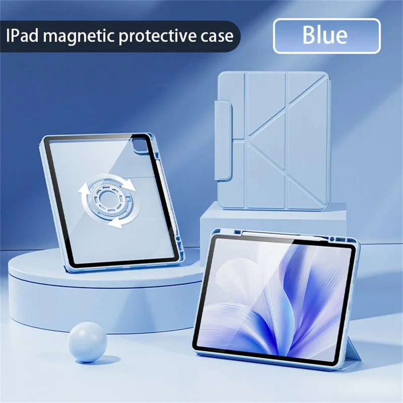 Tablet Case For iPad Air 13 (2025) / (2024) / iPad Pro 12.9 (2022) / (2021) / (2020) / (2018) , Stand Magnetic Detachable Cover with Auto Sleep Wake - Blue
