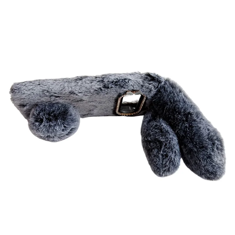 Funda de Peluche para Google Pixel 10 Pro XL con Conejito Adorable de Invierno - Cubierta de Teléfono TPU - Negro