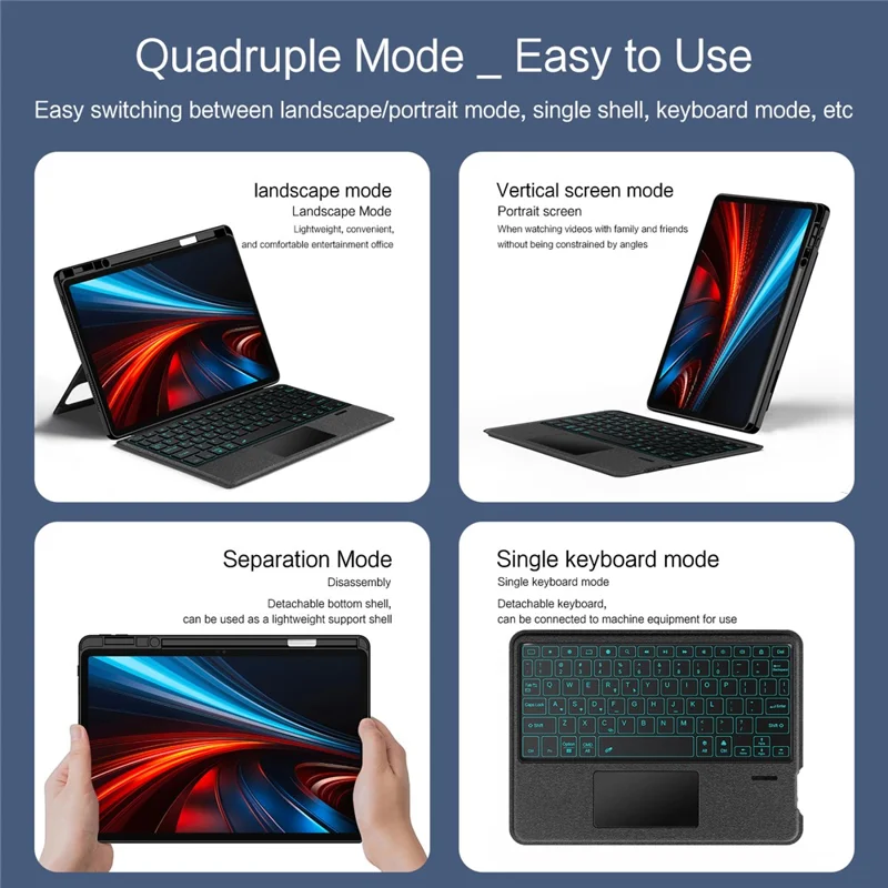 For Honor Pad GT Leather Case + Bluetooth-Compatible Keyboard with Backlight Trackpad
