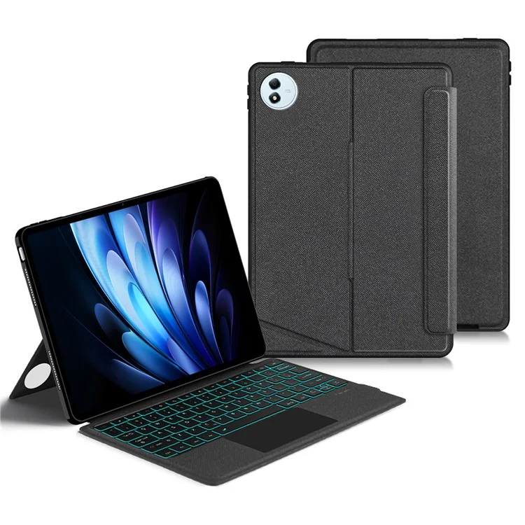 Für vivo Pad5 Pro Lederhülle + Bluetooth-kompatibler Tastatur mit Hintergrundbeleuchtung und Touchpad