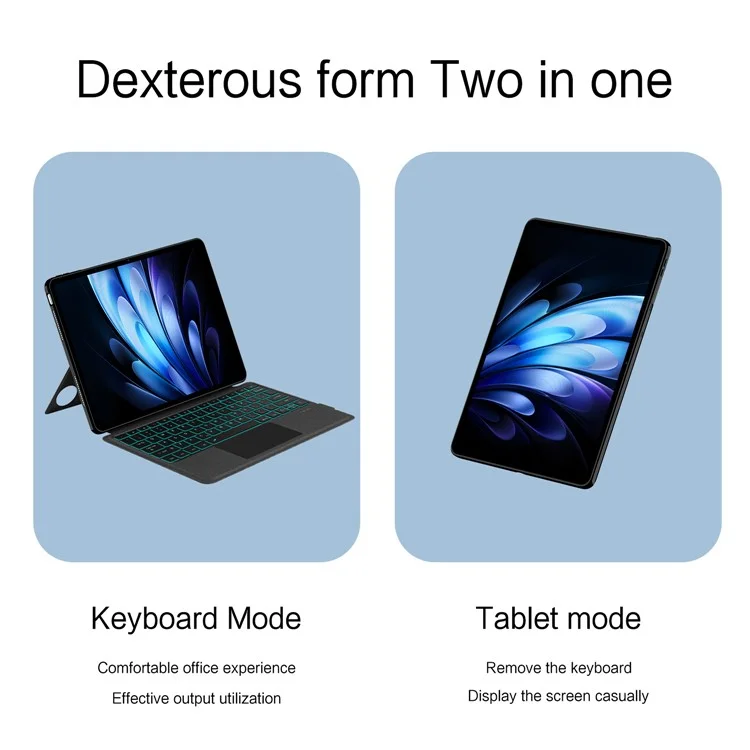 Für vivo Pad5 Pro Lederhülle + Bluetooth-kompatibler Tastatur mit Hintergrundbeleuchtung und Touchpad
