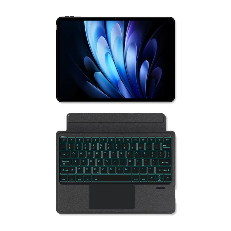 Für vivo Pad5 Pro Lederhülle + Bluetooth-kompatibler Tastatur mit Hintergrundbeleuchtung und Touchpad