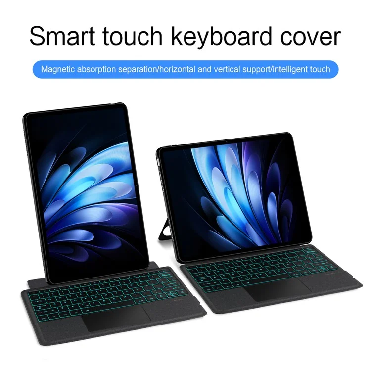 Für vivo Pad5 Pro Lederhülle + Bluetooth-kompatibler Tastatur mit Hintergrundbeleuchtung und Touchpad