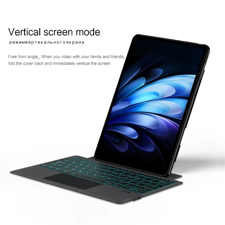 Für vivo Pad5 Pro Lederhülle + Bluetooth-kompatibler Tastatur mit Hintergrundbeleuchtung und Touchpad