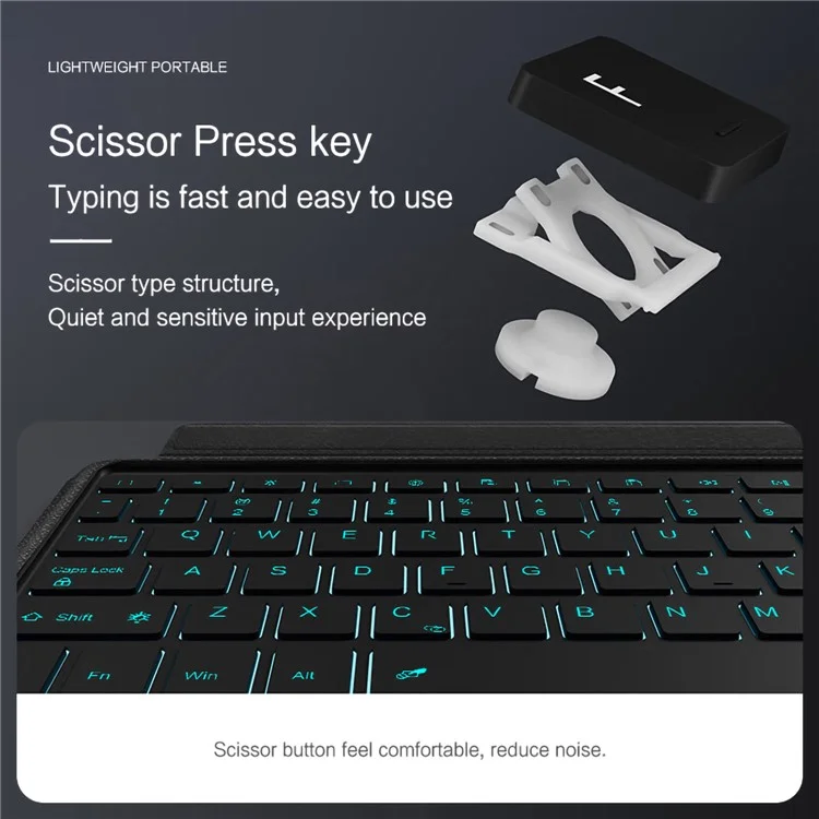 Für vivo Pad5 Pro Lederhülle + Bluetooth-kompatibler Tastatur mit Hintergrundbeleuchtung und Touchpad