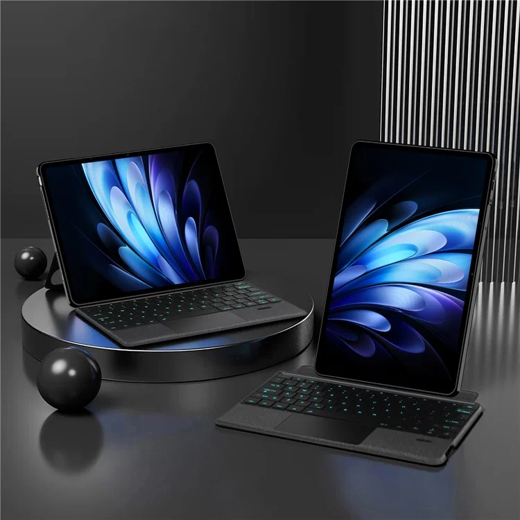Für vivo Pad5 Pro Lederhülle + Bluetooth-kompatibler Tastatur mit Hintergrundbeleuchtung und Touchpad