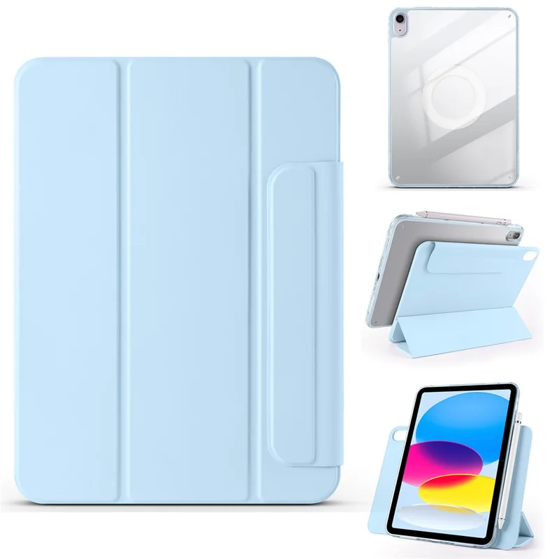 For iPad (2025)  /  10.9 (2022) Case Folding Stand Magnetic Leather Tablet Cover - Baby Blue