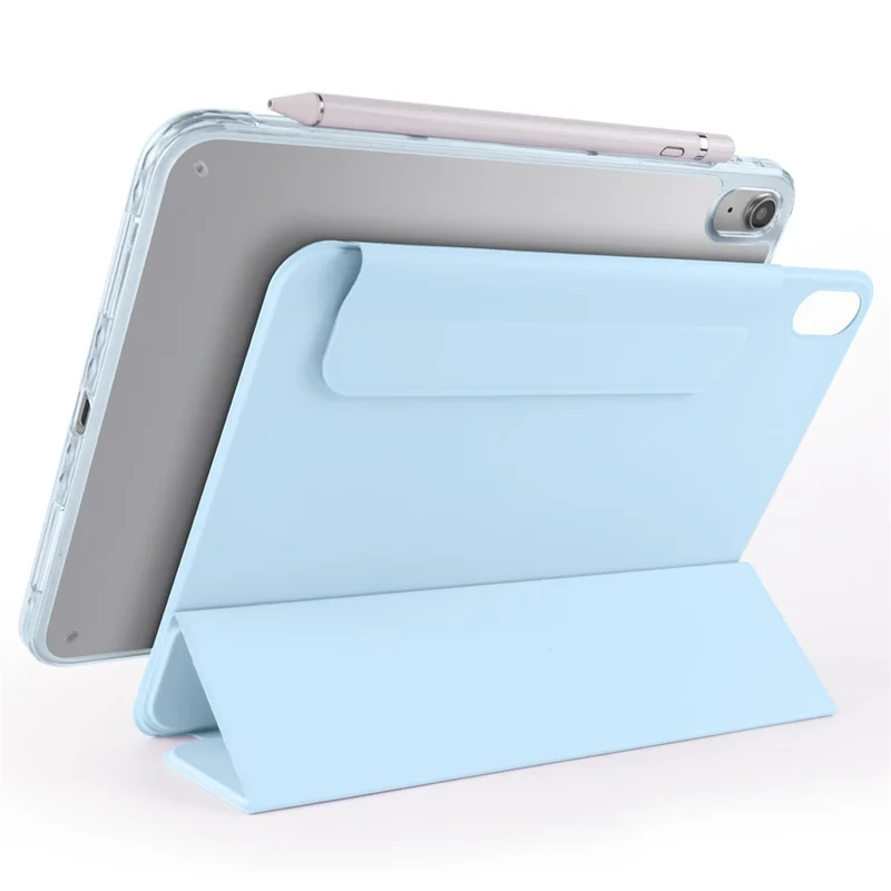 For iPad (2025)  /  10.9 (2022) Case Folding Stand Magnetic Leather Tablet Cover - Baby Blue