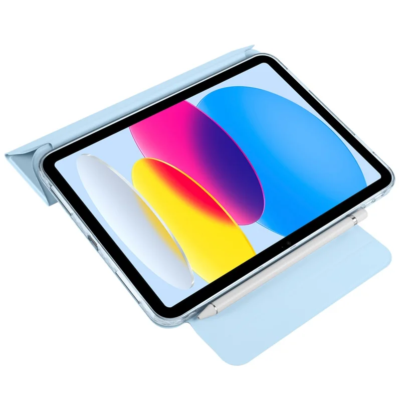 For iPad (2025)  /  10.9 (2022) Case Folding Stand Magnetic Leather Tablet Cover - Baby Blue
