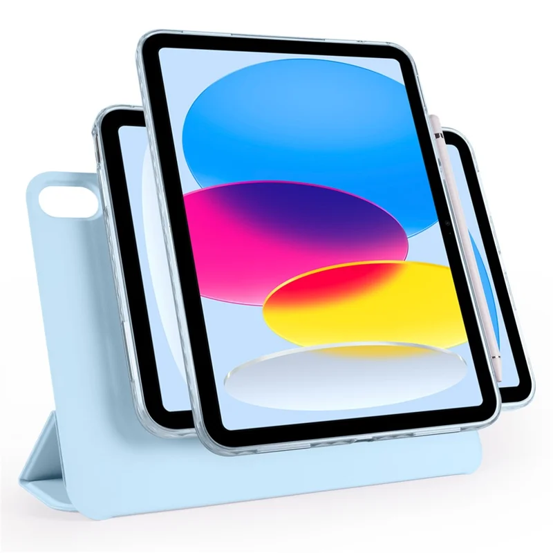 For iPad (2025)  /  10.9 (2022) Case Folding Stand Magnetic Leather Tablet Cover - Baby Blue