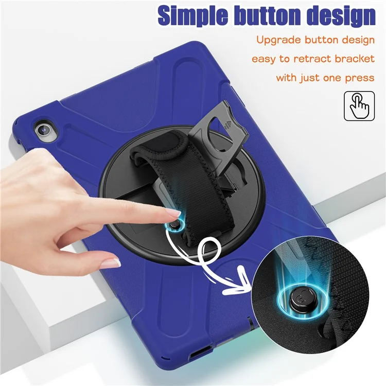 Capa para Samsung Galaxy Tab S10 FE+ SM-X620 / SM-X626B com Suporte, TPU PC Silicone, Alça de Ombro - Azul Marinho