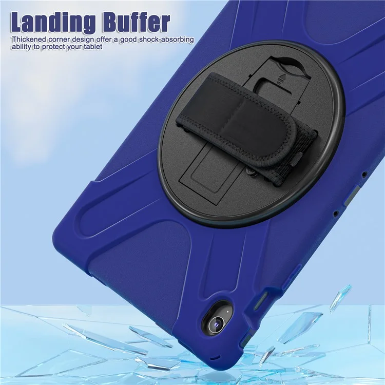 Capa para Samsung Galaxy Tab S10 FE+ SM-X620 / SM-X626B com Suporte, TPU PC Silicone, Alça de Ombro - Azul Marinho