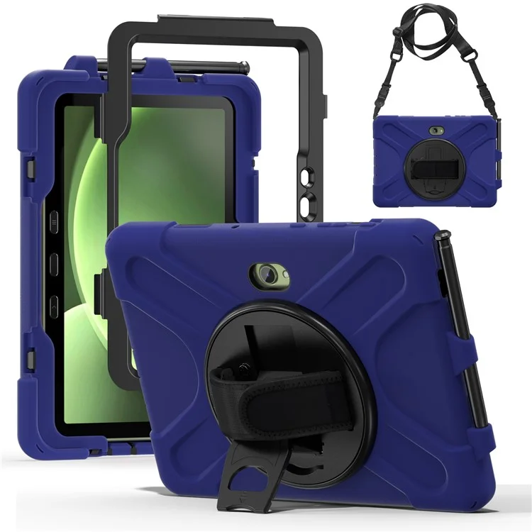 Capa para Samsung Galaxy Tab Active5 Pro com Suporte, TPU PC Silicone, Alça de Ombro - Azul Marinho