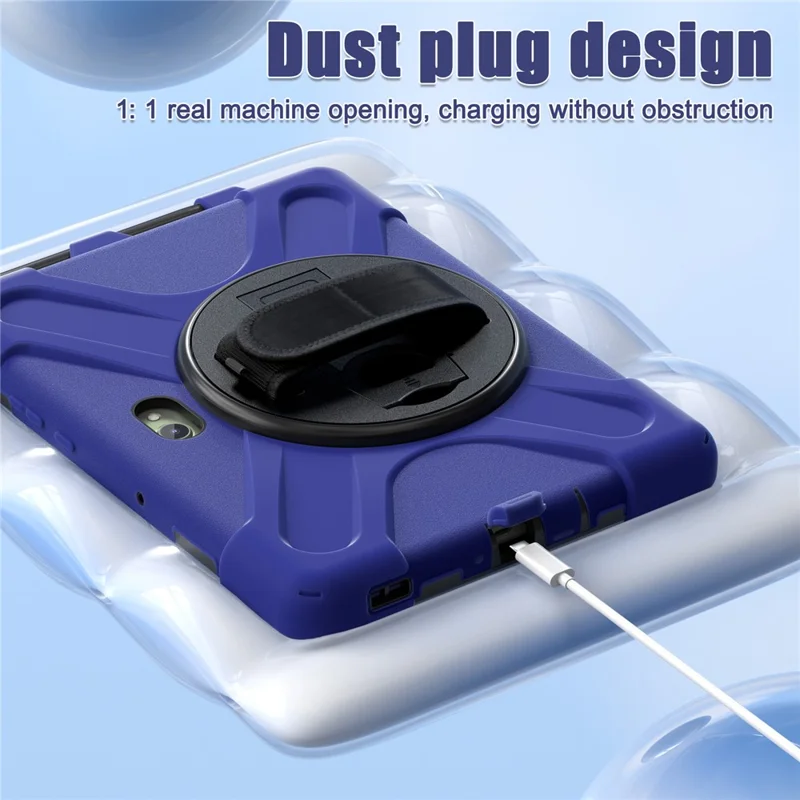 Capa para Samsung Galaxy Tab Active5 Pro com Suporte, TPU PC Silicone, Alça de Ombro - Azul Marinho