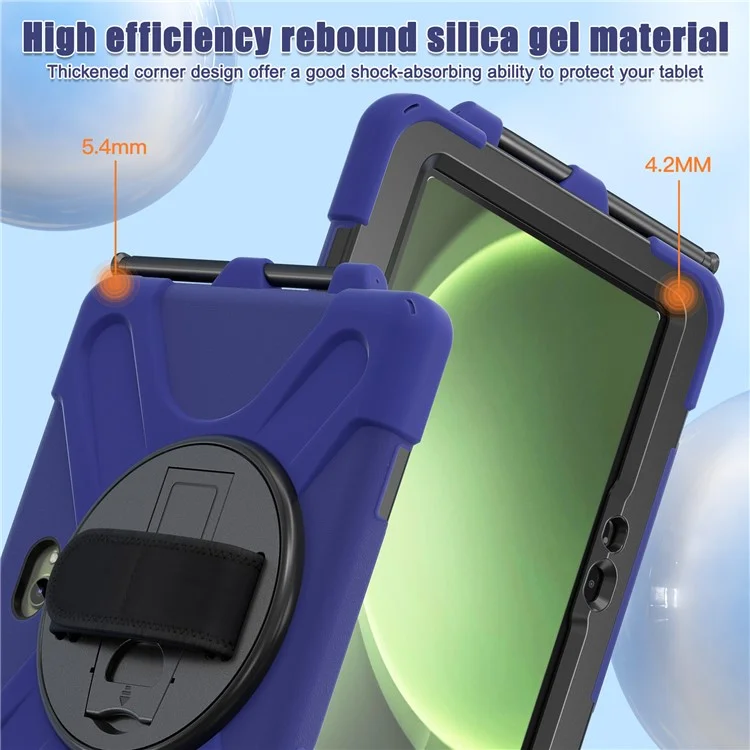Capa para Samsung Galaxy Tab Active5 Pro com Suporte, TPU PC Silicone, Alça de Ombro - Azul Marinho