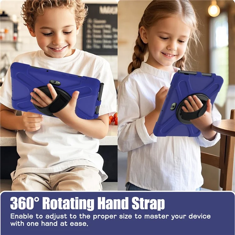 Capa para Samsung Galaxy Tab Active5 Pro com Suporte, TPU PC Silicone, Alça de Ombro - Azul Marinho