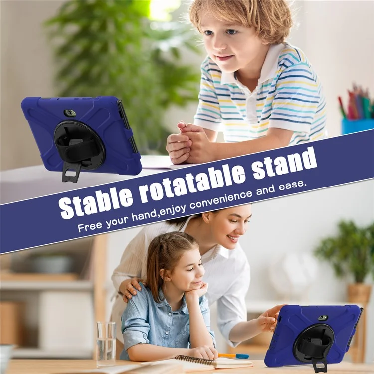 Capa para Samsung Galaxy Tab Active5 Pro com Suporte, TPU PC Silicone, Alça de Ombro - Azul Marinho