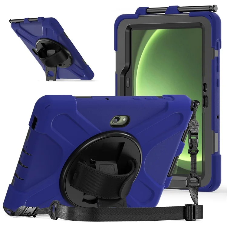 Capa para Samsung Galaxy Tab Active5 Pro com Suporte, TPU PC Silicone, Alça de Ombro - Azul Marinho