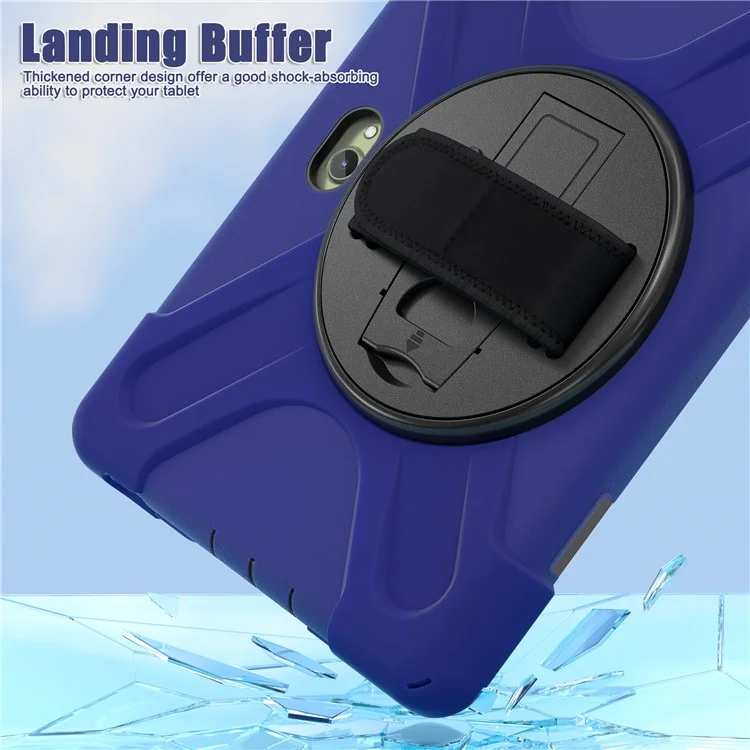Capa para Samsung Galaxy Tab Active5 Pro com Suporte, TPU PC Silicone, Alça de Ombro - Azul Marinho
