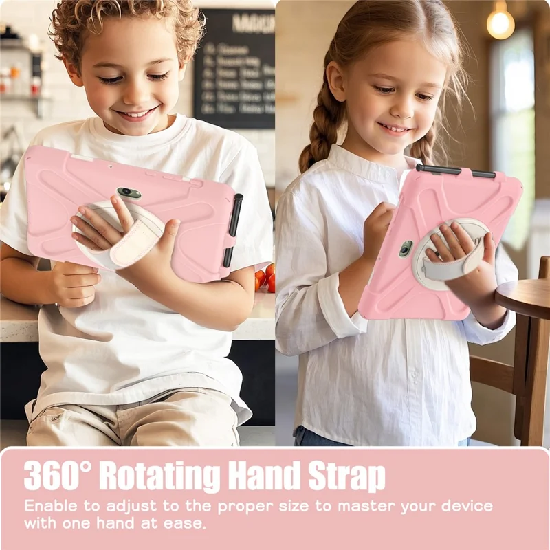 For Samsung Galaxy Tab Active5 Pro X350 / X356B / Active Pro T540 / T545 / T547 / Active4 Pro T630 / T636 Kickstand Case Cover with Shoulder Strap - Pink