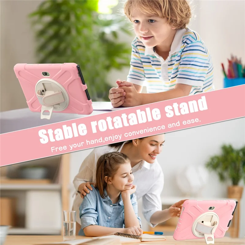 For Samsung Galaxy Tab Active5 Pro X350 / X356B / Active Pro T540 / T545 / T547 / Active4 Pro T630 / T636 Kickstand Case Cover with Shoulder Strap - Pink