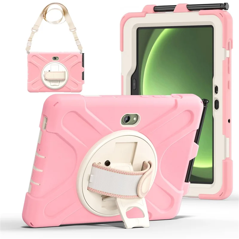 For Samsung Galaxy Tab Active5 Pro X350 / X356B / Active Pro T540 / T545 / T547 / Active4 Pro T630 / T636 Kickstand Case Cover with Shoulder Strap - Pink