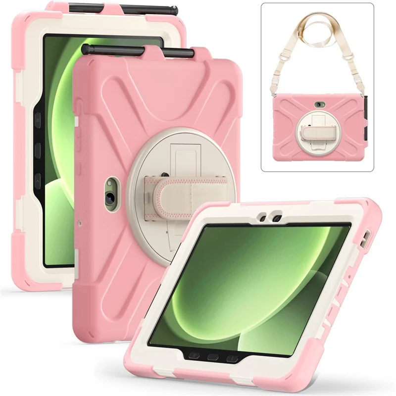 For Samsung Galaxy Tab Active5 Pro X350 / X356B / Active Pro T540 / T545 / T547 / Active4 Pro T630 / T636 Kickstand Case Cover with Shoulder Strap - Pink