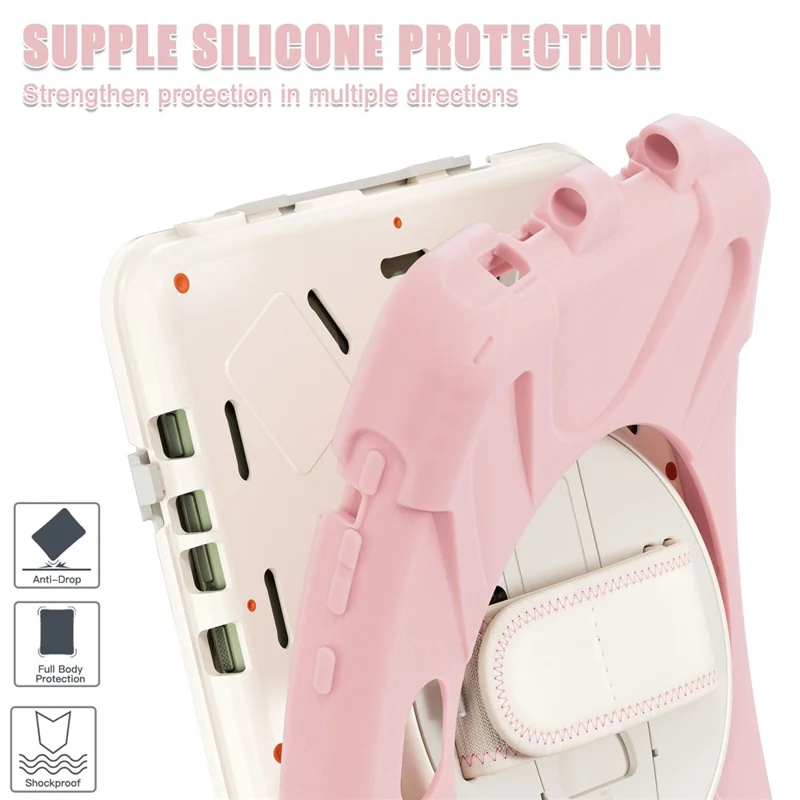 For Samsung Galaxy Tab Active5 Pro X350 / X356B / Active Pro T540 / T545 / T547 / Active4 Pro T630 / T636 Kickstand Case Cover with Shoulder Strap - Pink