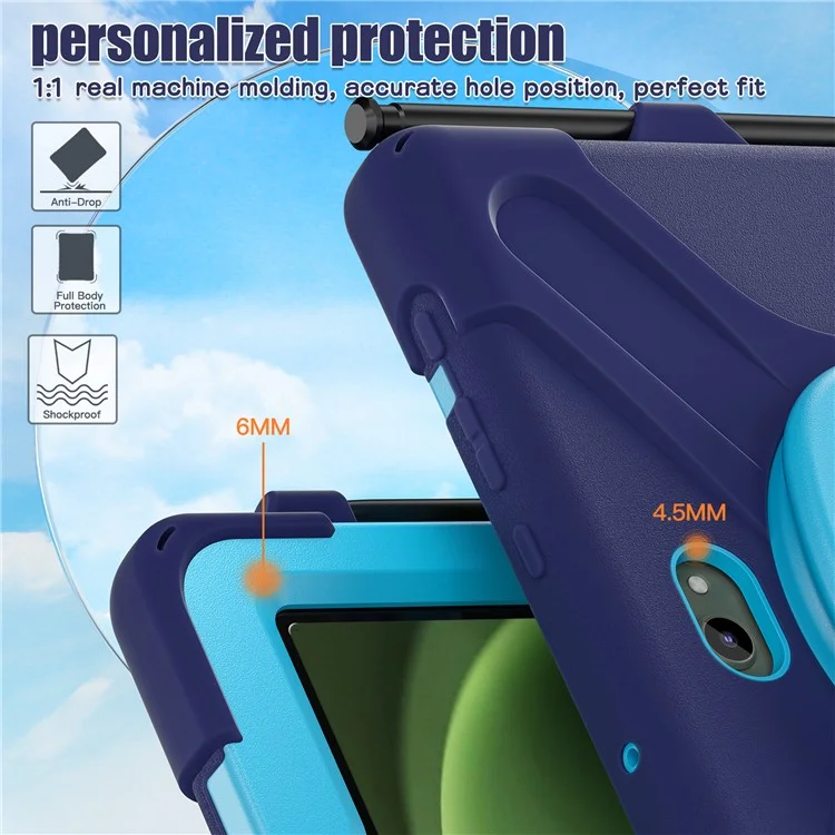 Cover per Samsung Galaxy Tab Active5 Pro con Cinghia a Tracolla TPU + PC + Supporto in Silicone - Blu Navy