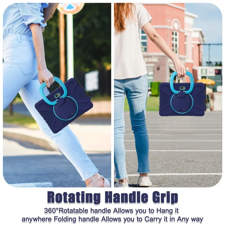 Cover per Samsung Galaxy Tab Active5 Pro con Cinghia a Tracolla TPU + PC + Supporto in Silicone - Blu Navy