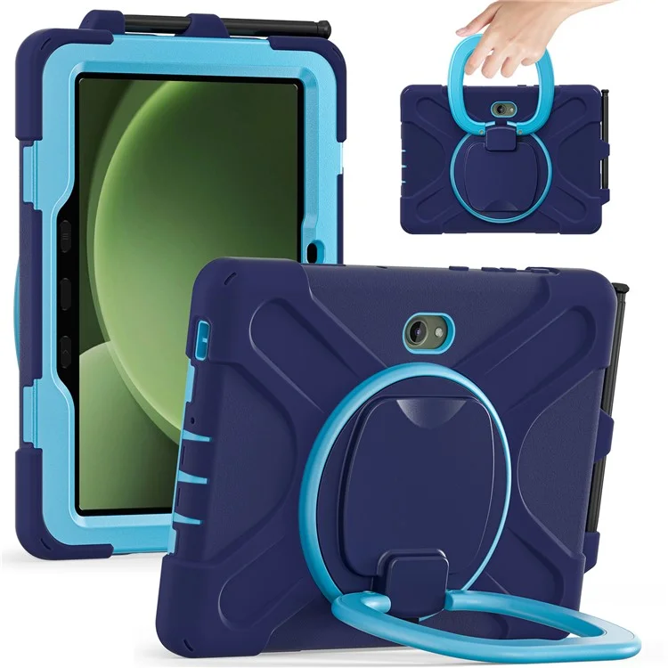 Cover per Samsung Galaxy Tab Active5 Pro con Cinghia a Tracolla TPU + PC + Supporto in Silicone - Blu Navy