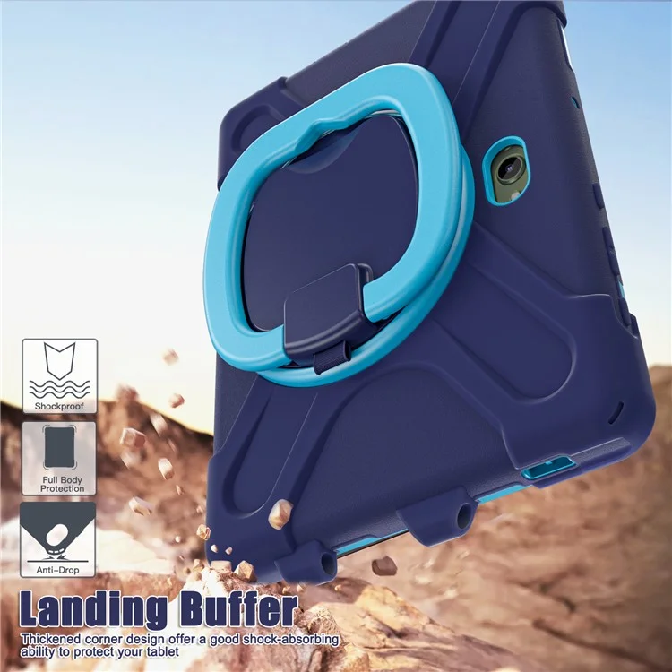 Cover per Samsung Galaxy Tab Active5 Pro con Cinghia a Tracolla TPU + PC + Supporto in Silicone - Blu Navy
