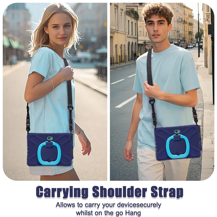 Cover per Samsung Galaxy Tab Active5 Pro con Cinghia a Tracolla TPU + PC + Supporto in Silicone - Blu Navy