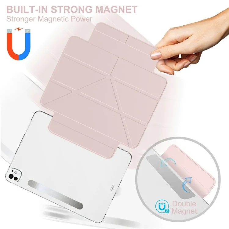 Capa para iPad Pro 13 (2024) com Suporte, Case Magnético Destacável em Couro PU com Ativação/Desativação Automática - Rosa