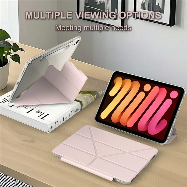 Чехол для iPad mini (2024) / (2021) со складной подставкой, магнитный, съемный, из искусственной кожи, с функцией автоматического включения/выключения - Розовый